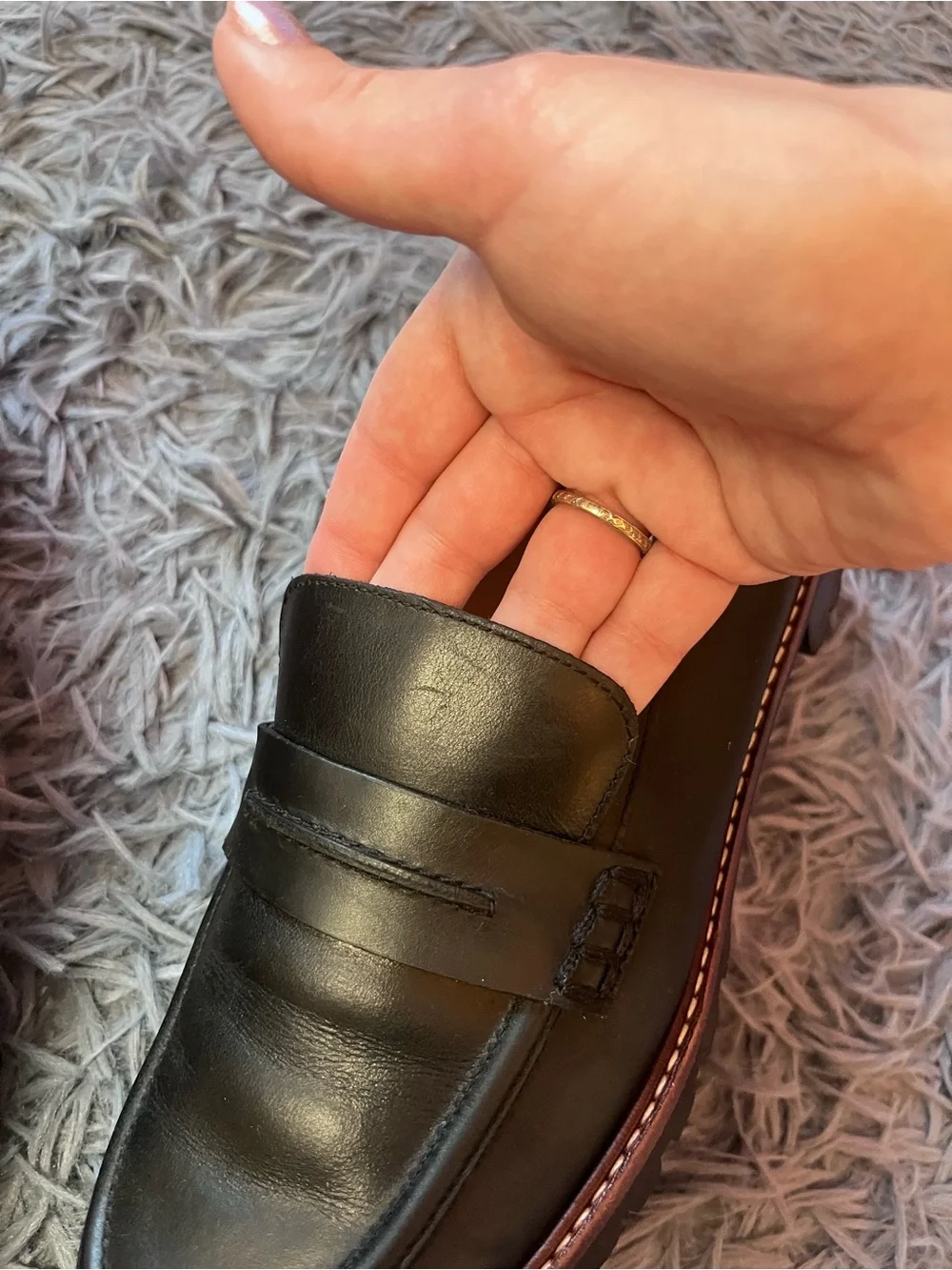 Madewell Classic Black Leather The Corinne Lugsole Penny Loafers Size 9 - Picture 7 of 8